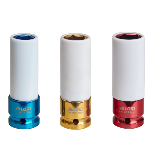 Набір ударних головок для алюмінієвих дисків 1/2". 3 пр.17,19,21 мм NUG-1721 Alloid