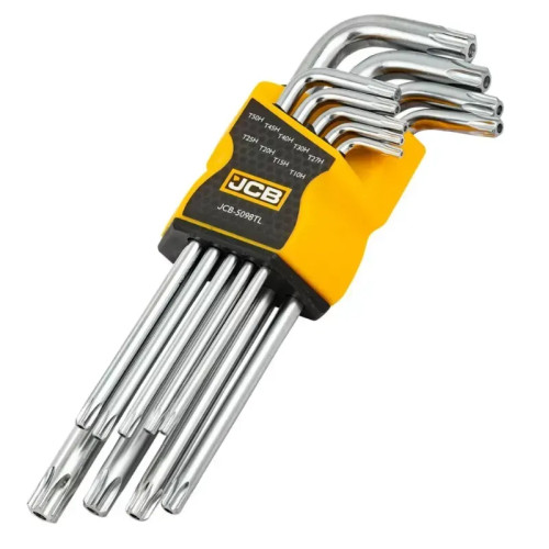 Набор удлинённых Г-образных ключей TORX с отверстием T10H–T50H, 9 шт. JCB Tools JCB-5098TL