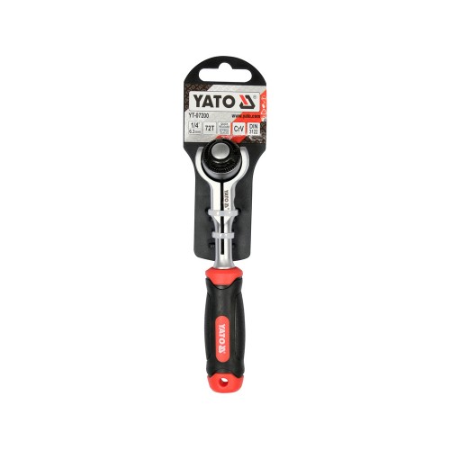 Трещотка с вращающейся головкой YATO, к квадрату 1/4", l= 145 мм YT-07200
