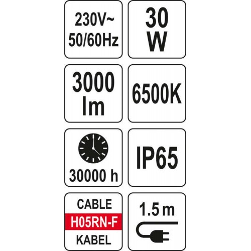 Светодиодный прожектор переносной 30W 3000LM YATOYT-81838