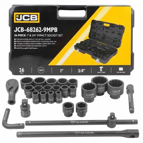 Набір інструменту 26 од. 3/4", 1" з ударними головками JCB-68262-9MPB