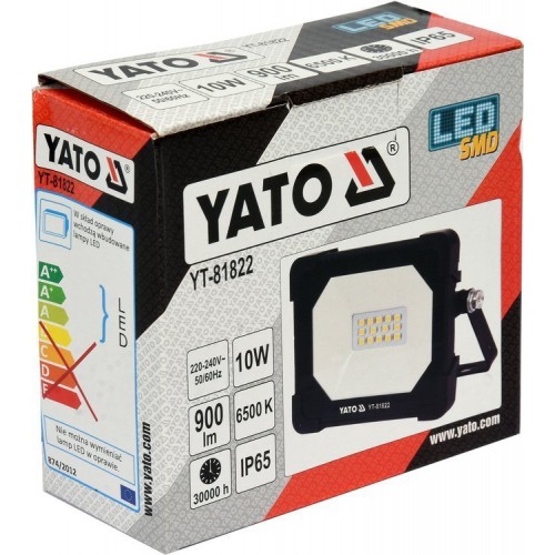 Светодиодный прожектор с ручкой SMD LED 10W  6500 К 900LM YATO YT-81822