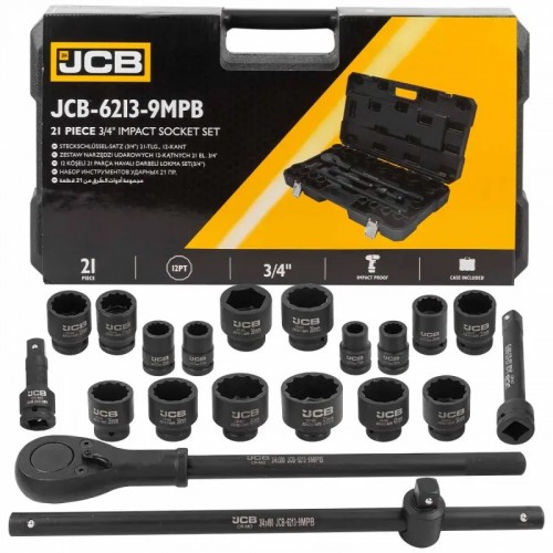 Набір інструменту 3/4" 21 предмет, з ударними головками 12гран. JCB Tools JCB-6213-9MPB
