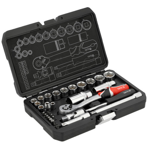 Набор инструментов комбинированный YATO квадрат 1/4", 3/8" – 34 шт. YT-38700