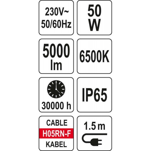 Светодиодный прожектор переносной 50W 5000LM YATO YT-81836