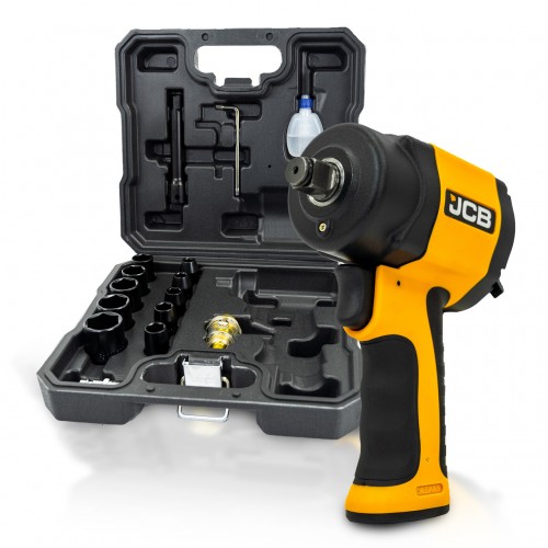 Гайковерт пневматичний 610-1200 NM з набором ударних головок 1/2", JCB Tools JCB-RP9515KIT