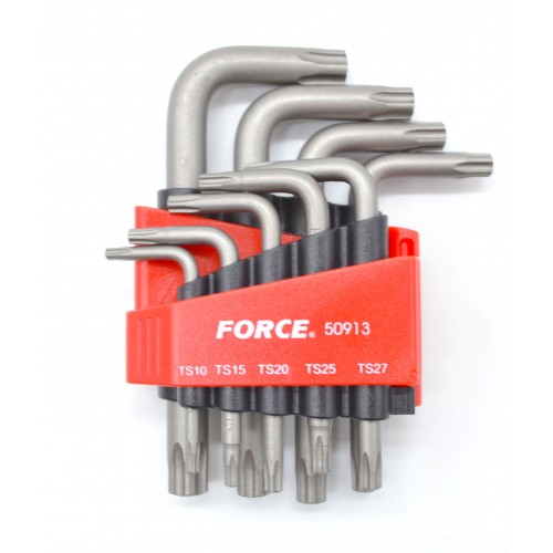 Набор угловых ключей TORX (ТОРКС) 5-ти лучевых с отверстием TS10-TS50 9ед. FORCE 50913 F