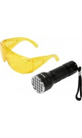 Фонарик ультрафиолетовый и очки для определения утечки фреона UV 21 LED VOREL 82756