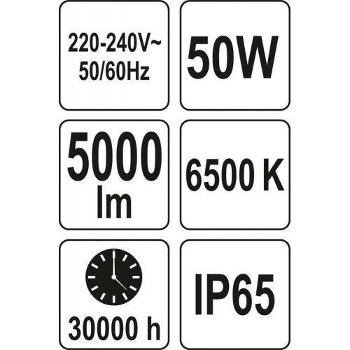 Светодиодный прожектор с ручкой SMD LED 50W 5000LM YATO YT-81825
