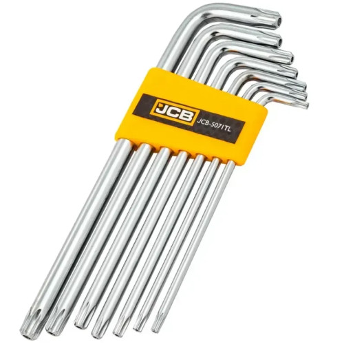 Набор удлинённых Г-образных ключей TORX с отверстием T10H–T40H, 7 шт. JCB Tools JCB-5071L