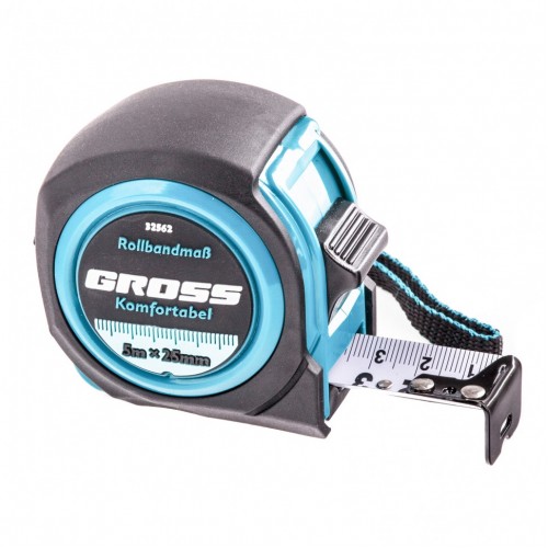 Рулетка Komfortabel 5 м х 25 мм, гумовий корпус Gross