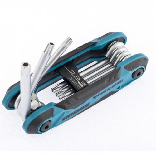 Набір імбусових ключів Tamper-Torx з отвором, складані, 8 шт, CrV Gross