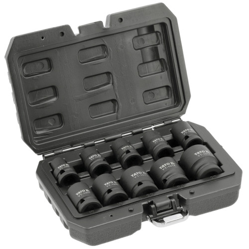 Набір головок торцевих ударних YATO 6-гранних 1/2", M10- M27 мм. 10 шт. YT-10252