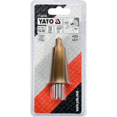 Сверло по металлу ступенчатое HSS 4241 10-30 мм YATO YT-44746