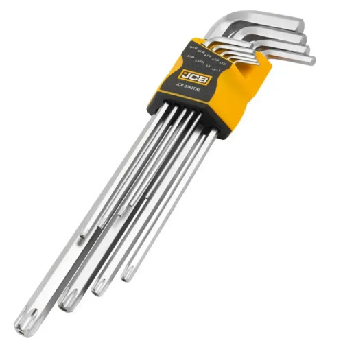Набор Г-образных двусторонних ключей HEX+TORX с отверстием, 9 шт. JCB Tools JCB-5093TXL