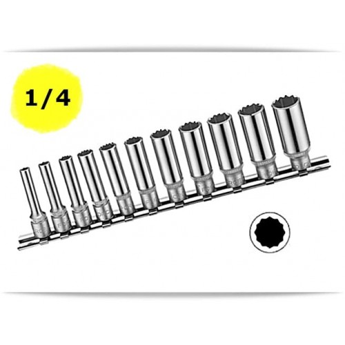 Набор головок 1/4" 12-гранных глубоких 11пр. 21115-9 FORCE