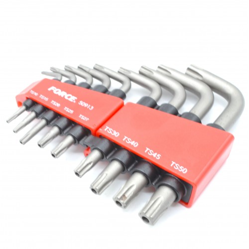 Набор угловых ключей TORX (ТОРКС) 5-ти лучевых с отверстием TS10-TS50 9ед. FORCE 50913 F