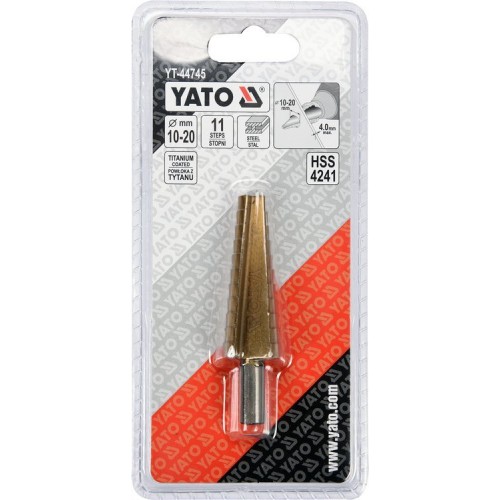 Сверло по металлу ступенчатое HSS 4241 10-20 мм YATO YT-44745