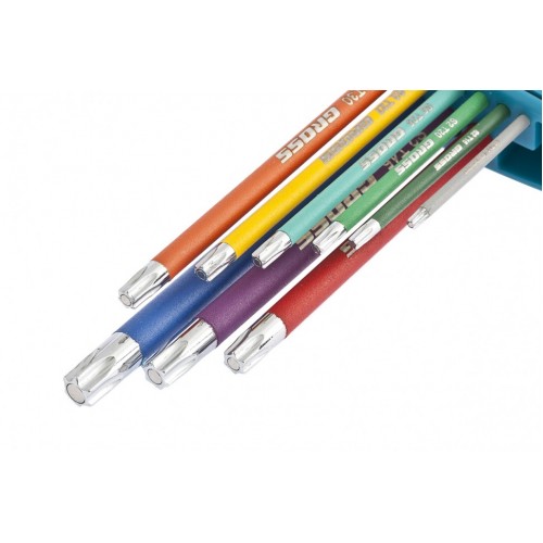 Набор ключей имбусовых TORX-TT, 9 шт: T10-T50, магнит, S2, экстра-длинные, хром/краска 9 шт Gross