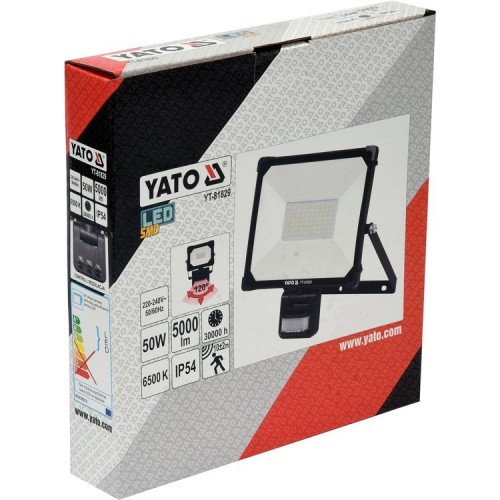 Светодиодный прожектор 50W 5000LM с датчиком движения YATO YT-81829