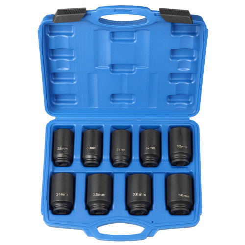 Набір головок для гайок осі ShiningBerg VT01645D | 9 шт., 1/2", 12-гранні, 29–38 мм