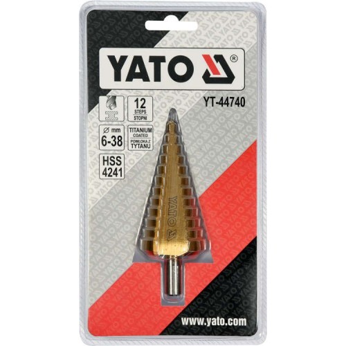 Сверло по металлу конусное ступенчатое HSS 4241 6-38 мм YATO YT-44740