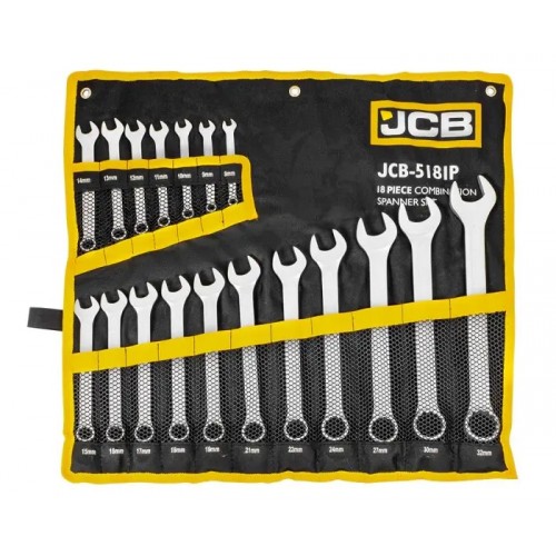 Набор ключей рожково-накидных JCB Tools в чехле, (8-32мм), 18од. JCB-5181P