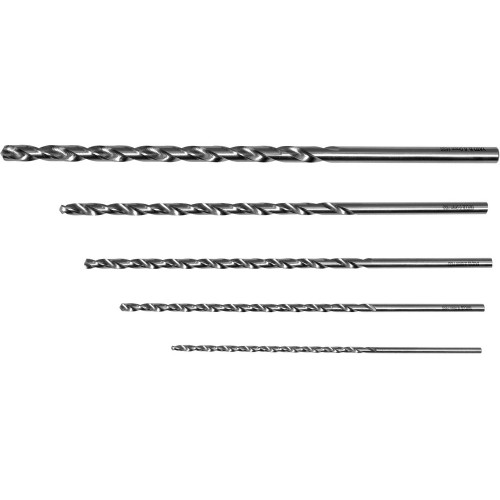 Набор сверл по металлу длинных YATO: HSS, Ø=3, 4, 5, 6, 8 мм, l=150-240 мм, 5 шт. YT-39820