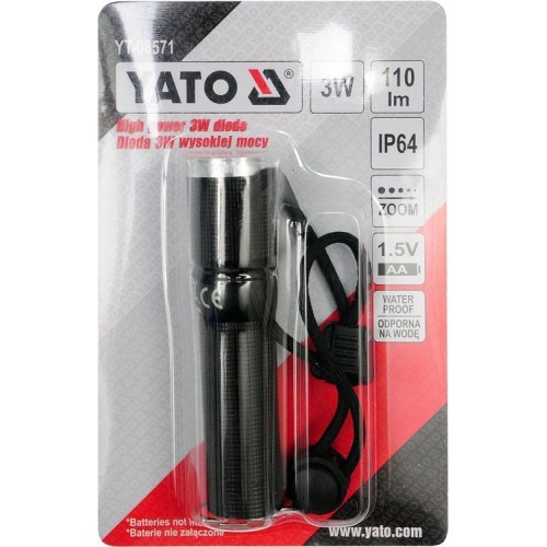 Фонарь 3W CREE XP-E LED мощный зумм YATO YT-08571