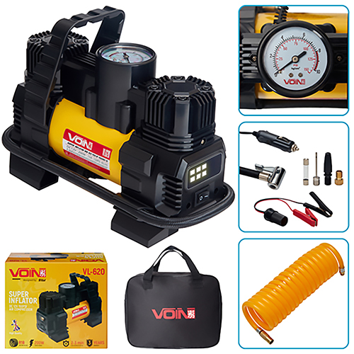 Компрессор "VOIN" VL-620 2 цилиндровый 150psi 85л/мин на клеммы VL-620