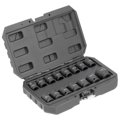 Набор ударных головок YATO 6-гранных 1/2", M10- M27 мм. 14 шт.+ адаптер YT-10253