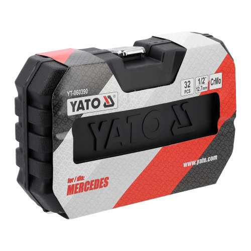 Головки к секретным винтам колесных дисков Mercedes YATO с квадрат-1/2", компл. 32 шт YT-060390