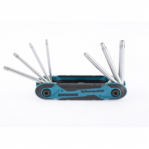 Набір імбусових ключів Tamper-Torx з отвором, складані, 8 шт, CrV Gross