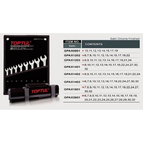 Набор ключей комбинированных 12 шт. 6-22 "Hi-Performance" TOPTUL GPAX1202