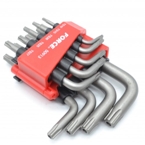 Набор угловых ключей TORX (ТОРКС) 5-ти лучевых с отверстием TS10-TS50 9ед. FORCE 50913 F