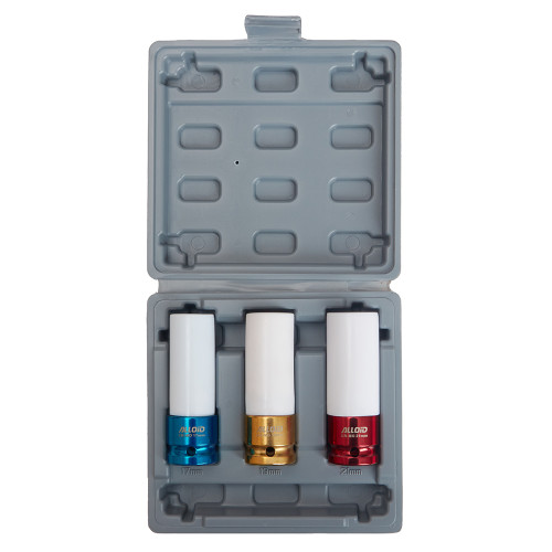 Набір ударних головок для алюмінієвих дисків 1/2". 3 пр.17,19,21 мм NUG-1721 Alloid