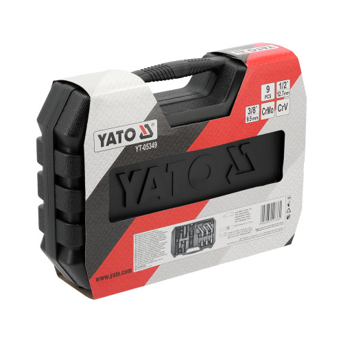 Набір ключів до свічок розжарювання та форсунок YATO з квадратами 1/2" і 3/8", 9 пр. YT-05349