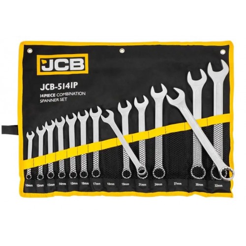 Набор ключей рожково-накидных JCB Tools в чехле, (10-32мм), 14од. JCB-5141P