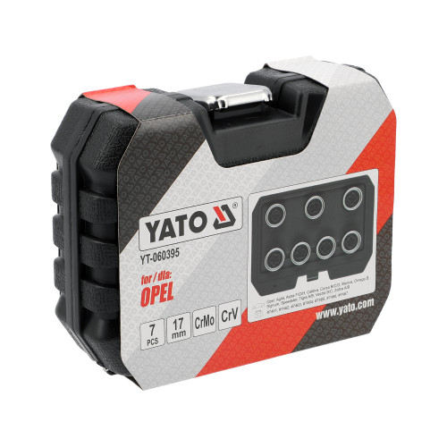 Головки к секретным винтам колесных дисков OPEL YATO с квадратом-1/2", компл. 7шт YT-060395