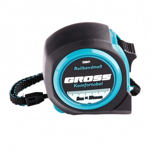Рулетка Komfortabel 5 м х 19 мм, обрезиненный корпус Gross