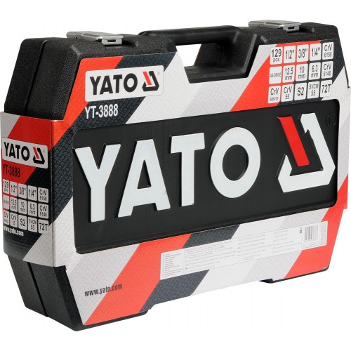 Набор инструмента, 1/4", 3/8", 1/2", 129 пр. YATO YT-3888
