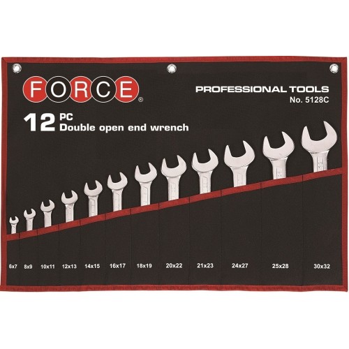 Набор ключей рожковых на полотне 12 пр. 6-32 мм 5128C FORCE