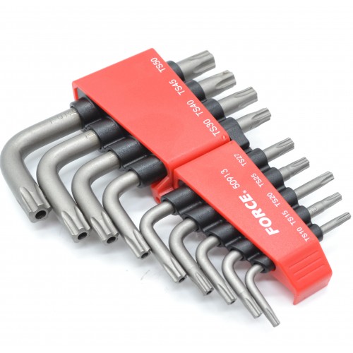 Набор угловых ключей TORX (ТОРКС) 5-ти лучевых с отверстием TS10-TS50 9ед. FORCE 50913 F