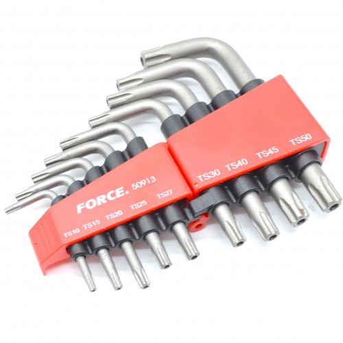 Набор угловых ключей TORX (ТОРКС) 5-ти лучевых с отверстием TS10-TS50 9ед. FORCE 50913 F