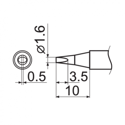 Наконечник для точечной пайки с вкладом грелкой YATO l= 149мм, наконец 3,5х1,6х0,5 мм тип T12-D16 YATO YT-82494