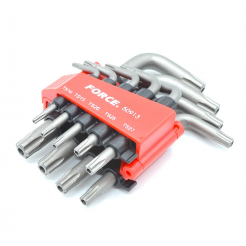 Набор угловых ключей TORX (ТОРКС) 5-ти лучевых с отверстием TS10-TS50 9ед. FORCE 50913 F