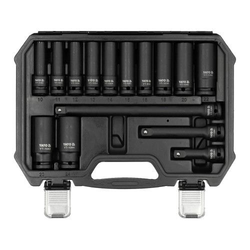 Набор торцевых ударных головок YATO YT-10566, 1/2", CrMo, 10–24 мм, 18 предметов