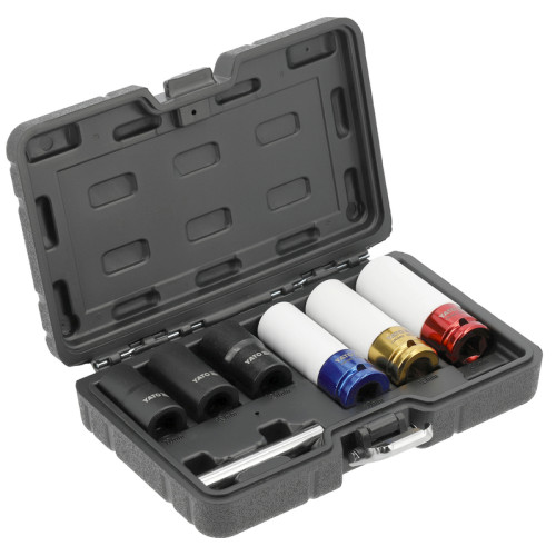 Головки торцеві ударні для алюмінієвих дисків - 1/2", М17,19,21мм Cr-Mo, з екстракторами YATO -7 пр. YT-10559