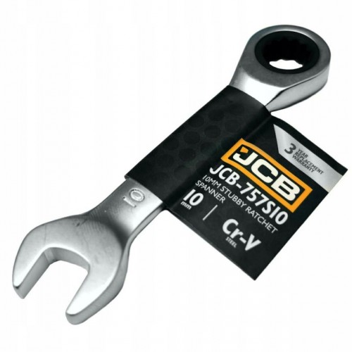 Ключ рожково-накидний з тріскачкою короткий 10мм JCB Tools JCB-757S10