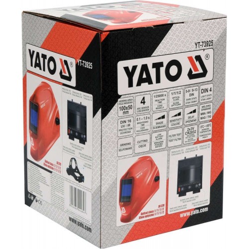 Маска для зварювальника з автозатемненим світлофільтром 100 х 50 мм YATO YT-73925